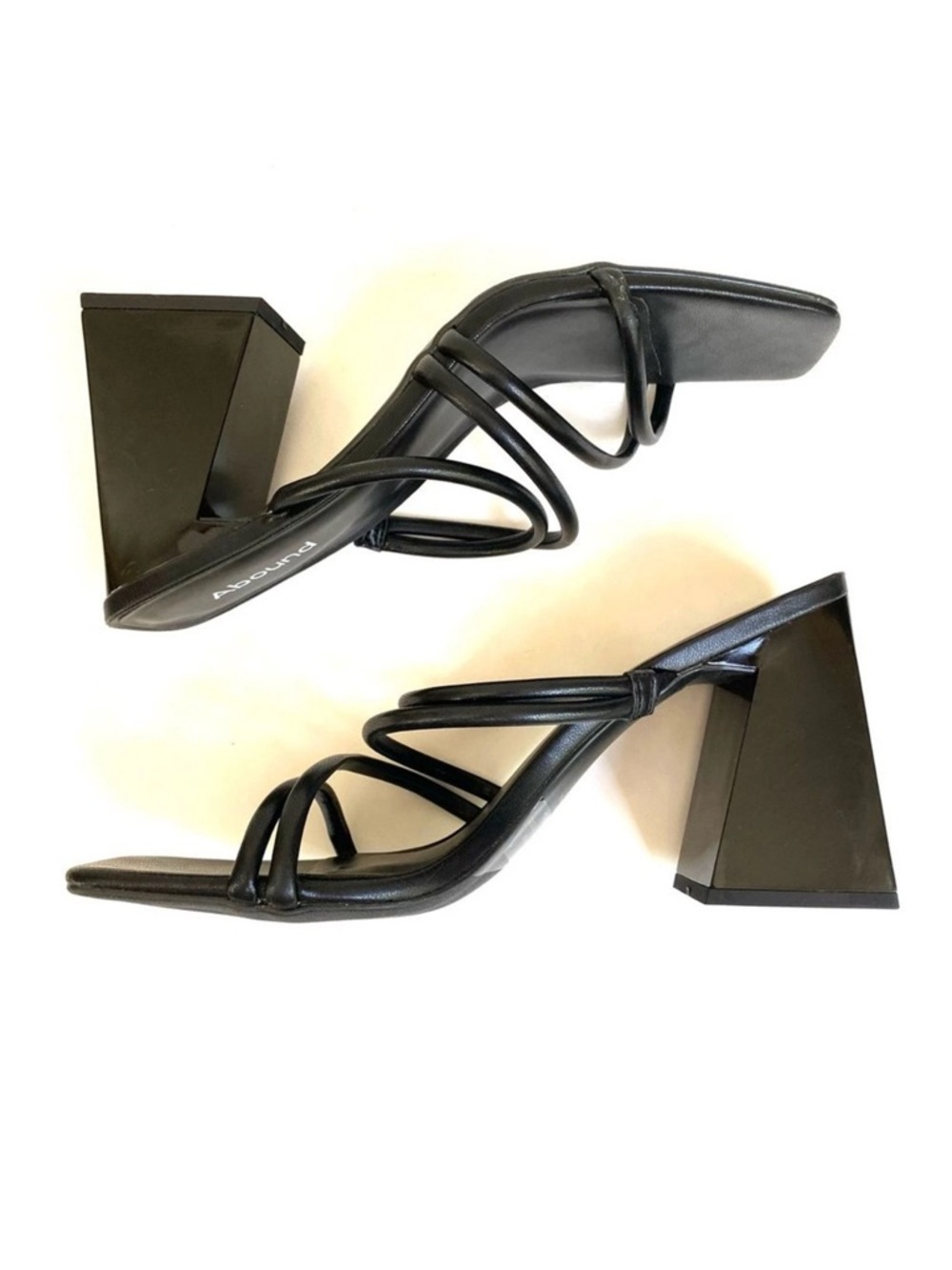 ABOUND Austyn Square Toe Strappy Black Sandal Sculptural Heel Size 10 NWOT - Picture 7 of 9